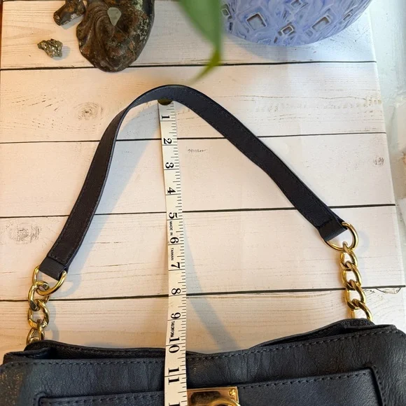 Michael Kors | Navy Hamilton Satchel with Gold Accents - Picture 10 of 12